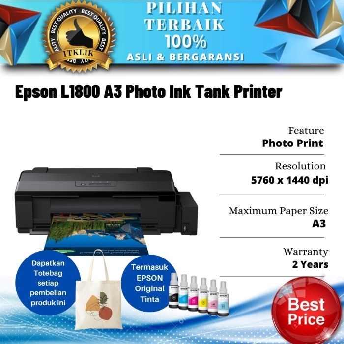 Original Epson Printer L1800 (Print A3+) GARANSI RESMI Printer Epson A3
