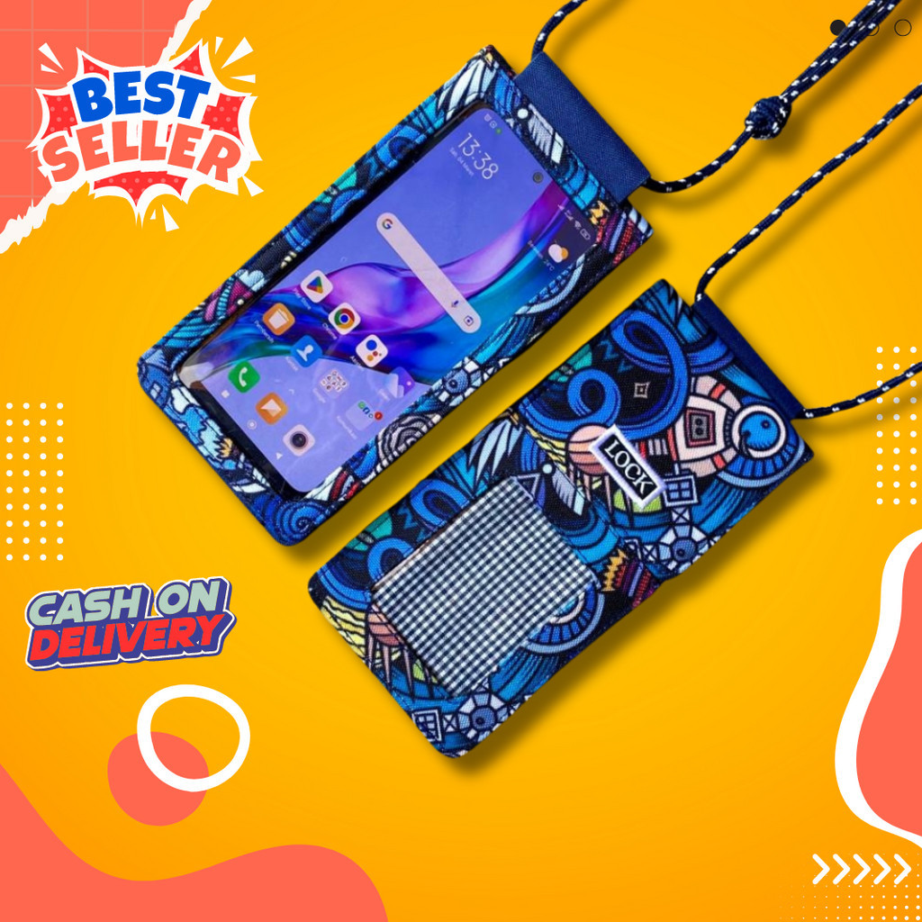 Tas Dompet HP Dompet Handphone ID Card Holder Hanging Phone Wallet Kalung Gantung Leher Multifungsi 