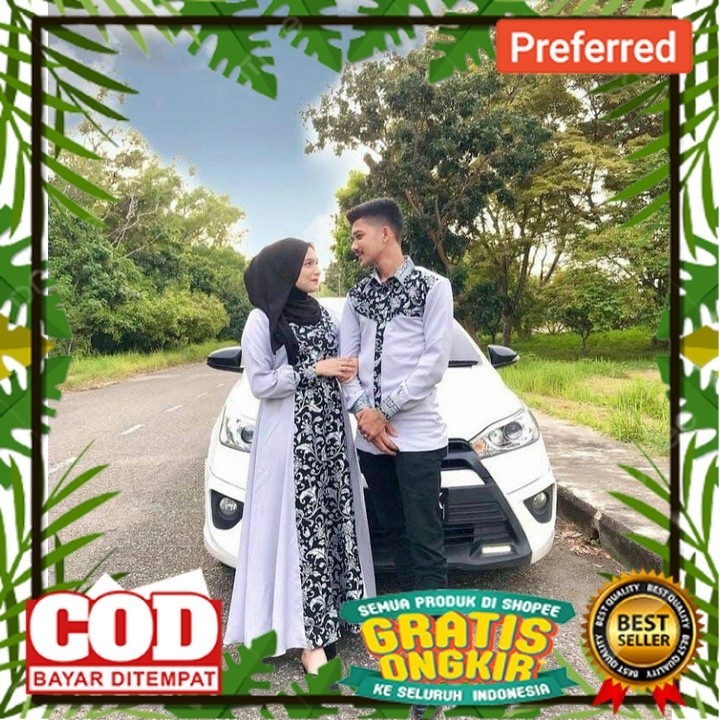 Set Dress kondangan baju couple pasangan dress wanita gamis remaja baju muslim wanita batik couple b