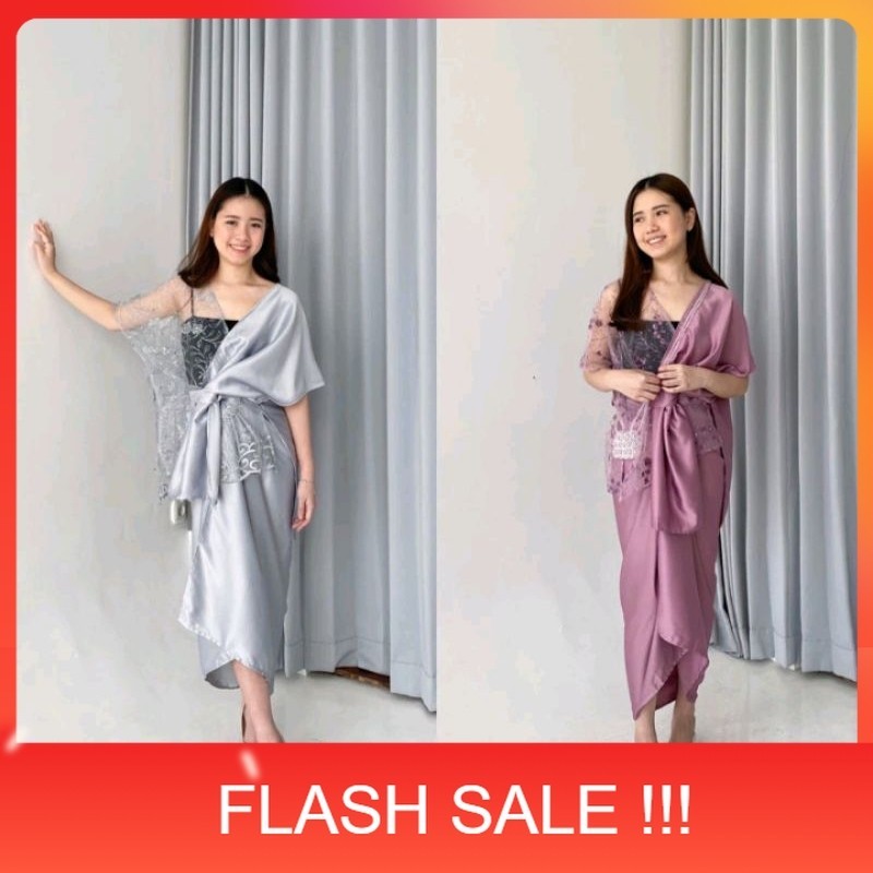 PROMO Set Outer kebaya modern rok lilit satin polos