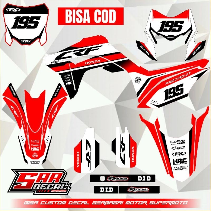 DECAL CRF 150L FULL BODY - DECAL SUPERMOTO MOTO CROSS - DECAL CRF SIMPEL KEREN - DECAL CRF MERAH PUT