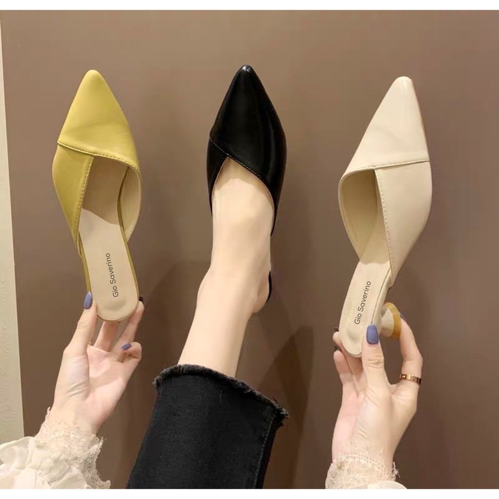Gio Saverino JKT Gio Saverino Sepatu Sandal Wanita Mules Terbaru Chloe Hak 2,5cm Mewah Dan Elegan