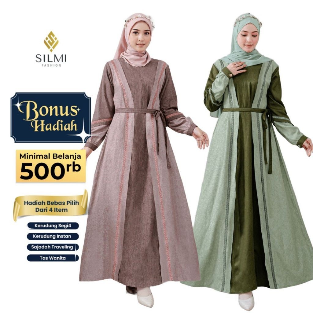 Baju Gamis Wanita Terbaru Muslimah Family Lebaran 2024 Silmi Indira Family