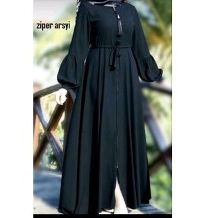 Abaya Turkey Gamis Hitam Dress Maxi Fashion Muslim  Dubai Ziper Arsyi