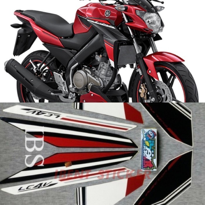 STIKER STIKER STRIPING LIS YAMAHA VIXION HITAM MERAH 2015 POLET