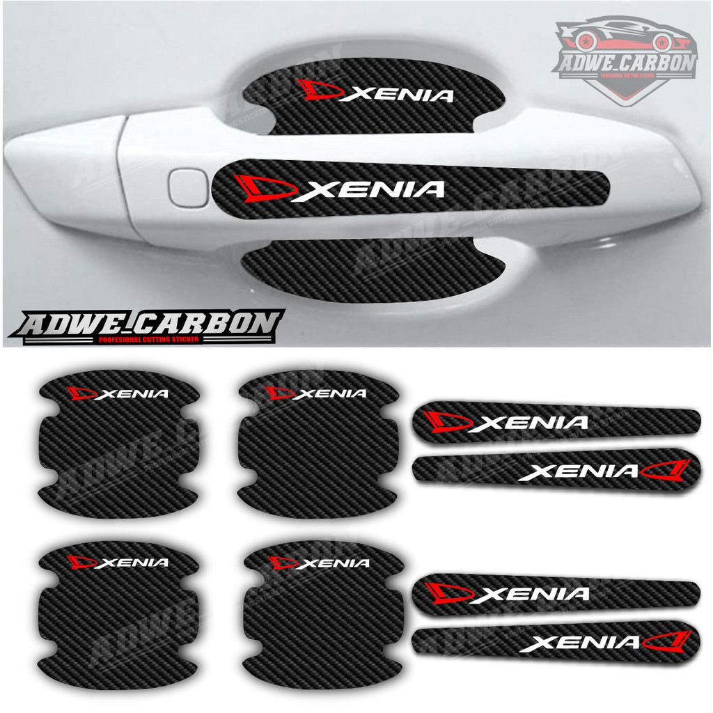 8pcs stiker carbon handle mobil daihatsu xenia cutting stiker pelindung gagang pintu mobil
