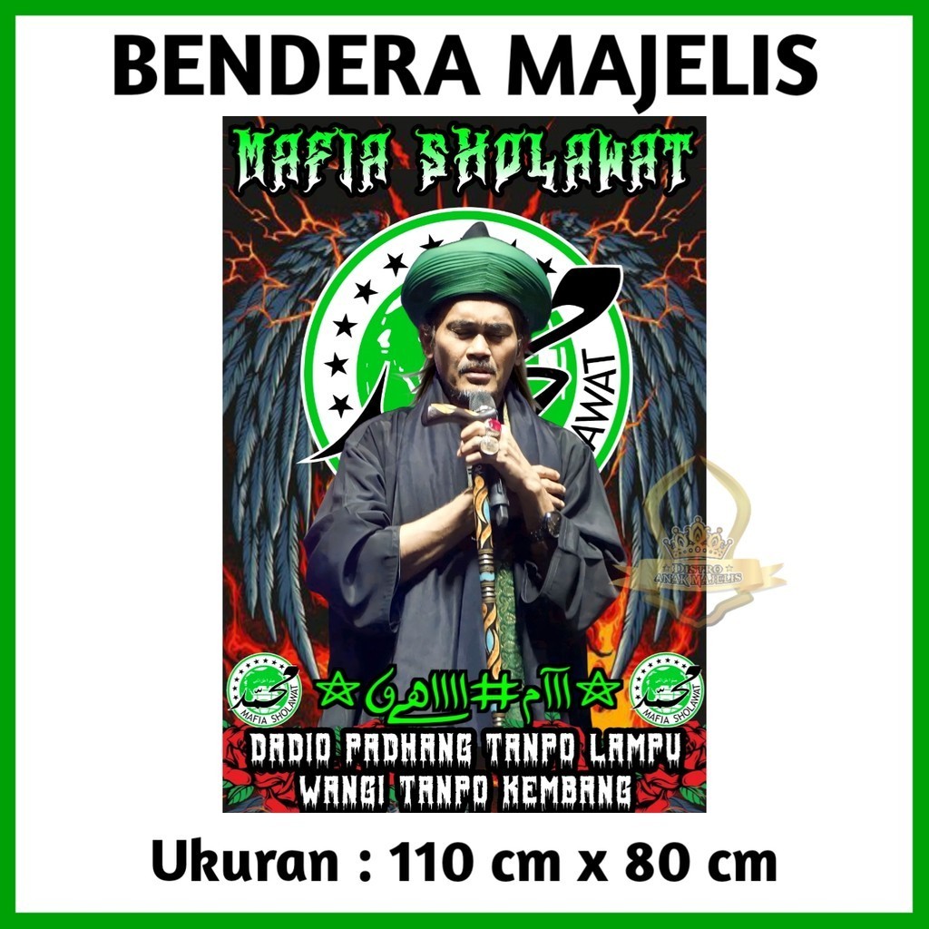 Bendera Mafish Hijau Logo / Bendera Mafia Sholawat Besar / Bendera Majelis Sholawat / Bendera Majeli