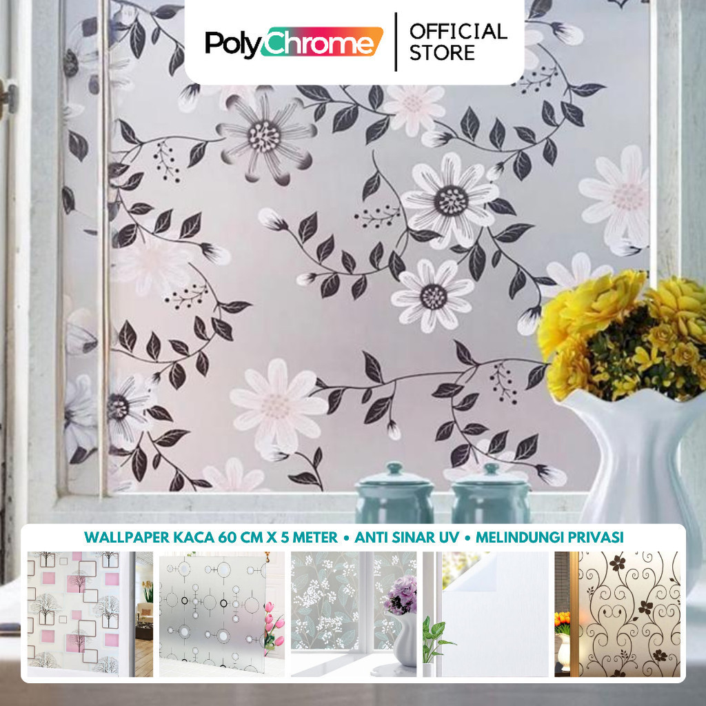 Wallpaper Stiker Kaca 60 cm x 5 meter Jendela Pintu Meja Kaca Polos Sandblast Sunblast Riben Sticker