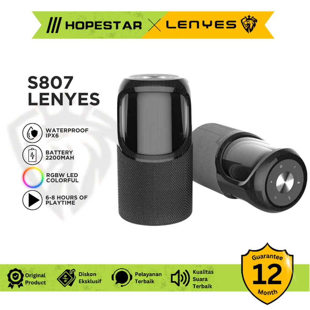 LENYES S807 Speaker Bluetooth Portable Waterproof IPX6 RGB LED Stereo Original