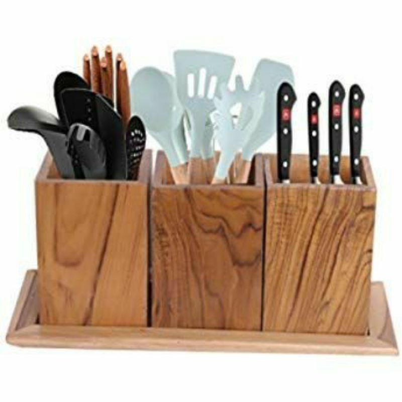 Tempat Sendok Kayu Wadah Sendok Garpu