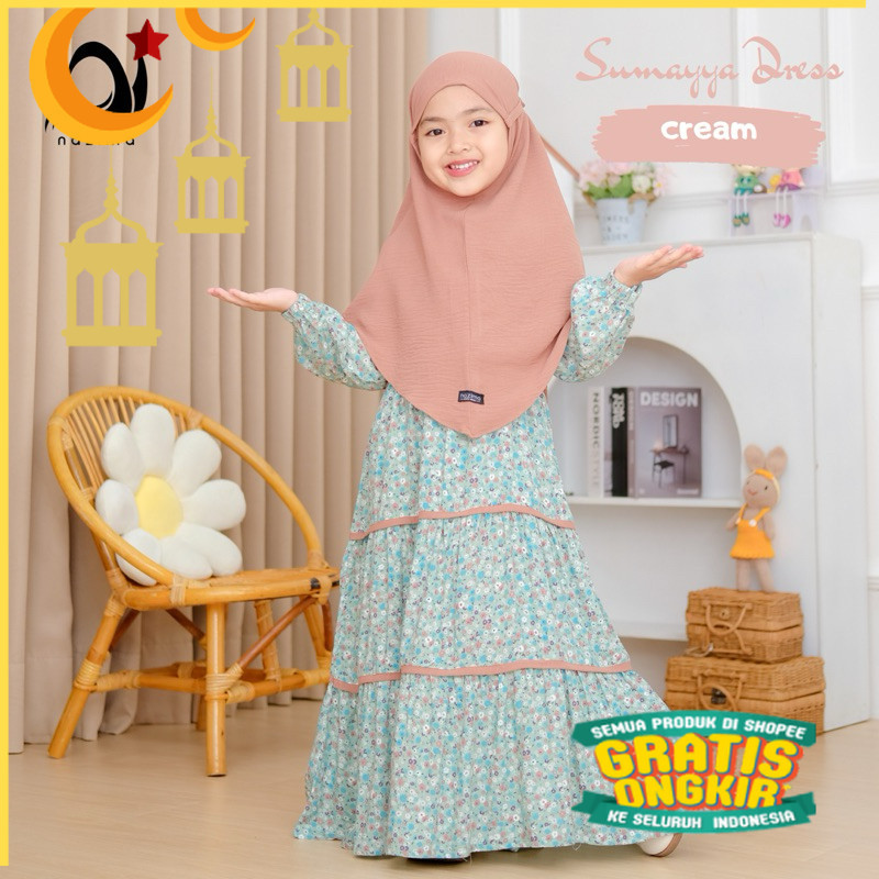 Nazima Gamis Anak Sumayya Dress/Maron merah bata red anak tanggng
