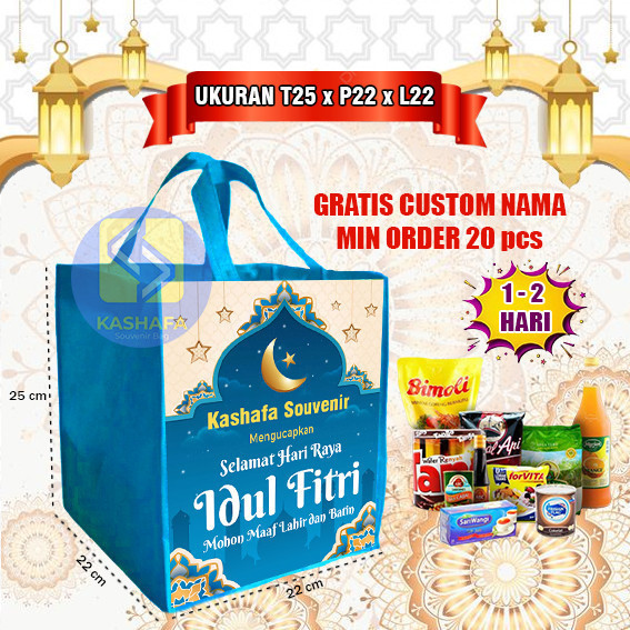 

Tas Souvenir Lebaran Custom / Goodie Bag Ramadhan Bisa Tambah nama dan Foto / Tas Lebaran Muat Sembako / TAS LEBARAN - TAS PARCEL - BINGKISAN LEBARAN - SOUVENIR LEBARAN - TAS IDUL FITRI