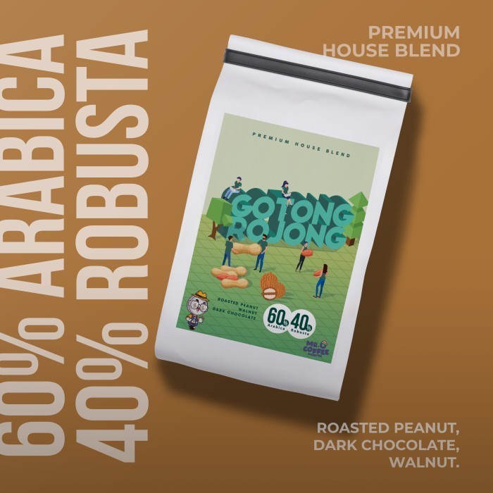 

[Coffee New] LIMITED! House Blend GOTONG ROJONG 50Arabika 50Robusta Biji Kopi Asli - 200g, Bubuk Kasar