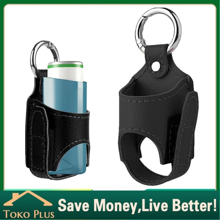 Case Inhaler Asma Semprot Portabel Travel Bahan Leather Sarung Keychain Inhaler 100 Mcg 200 Dosis