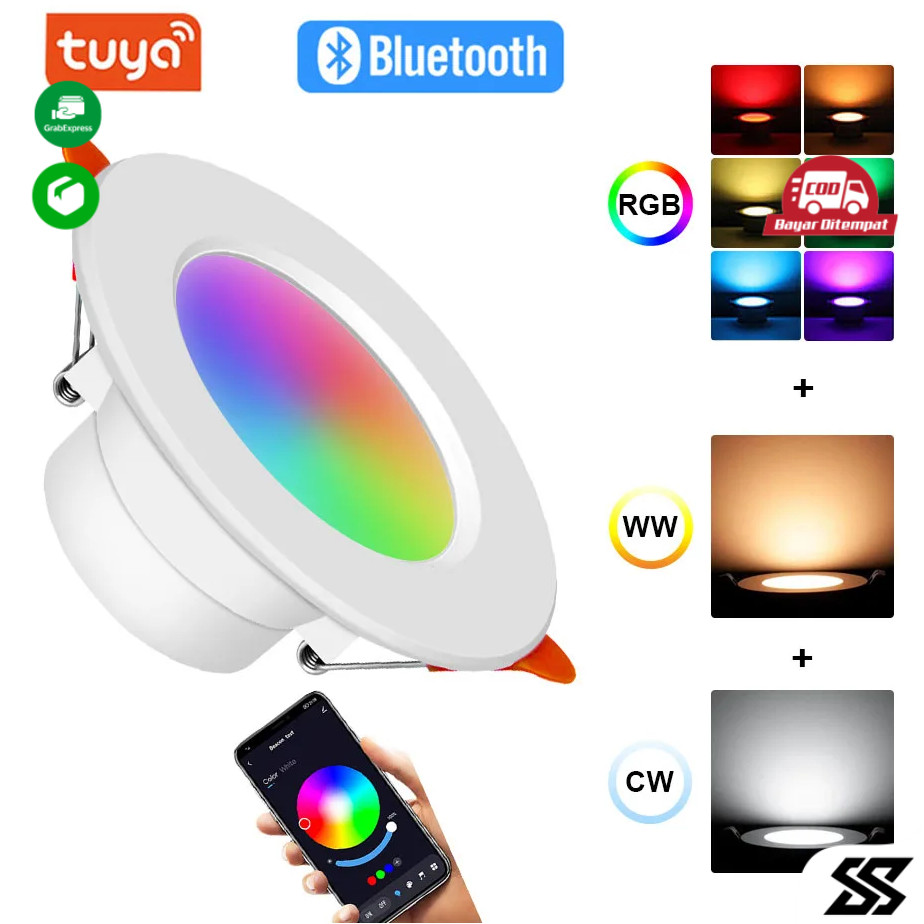 TaffLED Lampu Downlight LED Smart Bulb Bluetooth Tuya 10W RGBCW