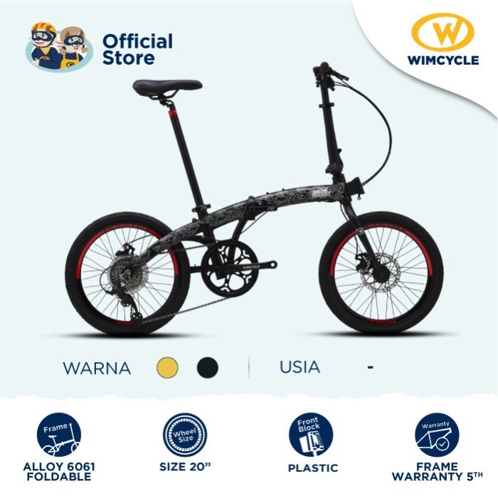 HOT PROMO SALE Wimcycle Sepeda Lipat Pocket Rocket 2 - Black