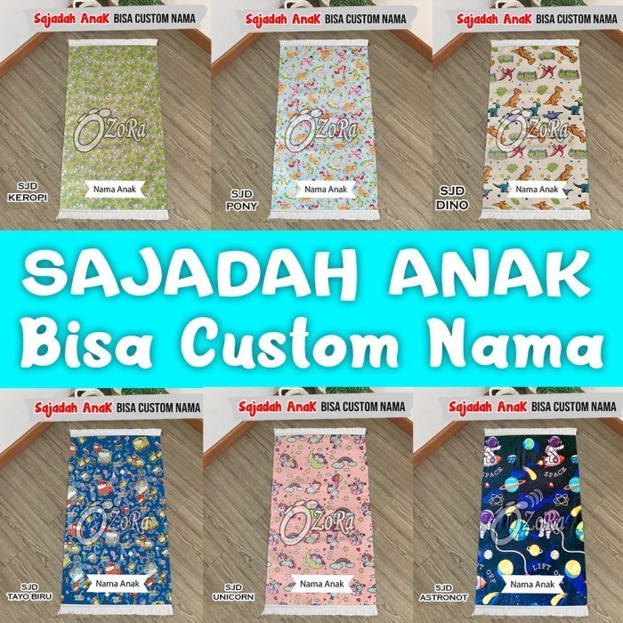 Sajadah Anak Anak Custom Nama Sejadah  Karakter Perempuan laki - random motif