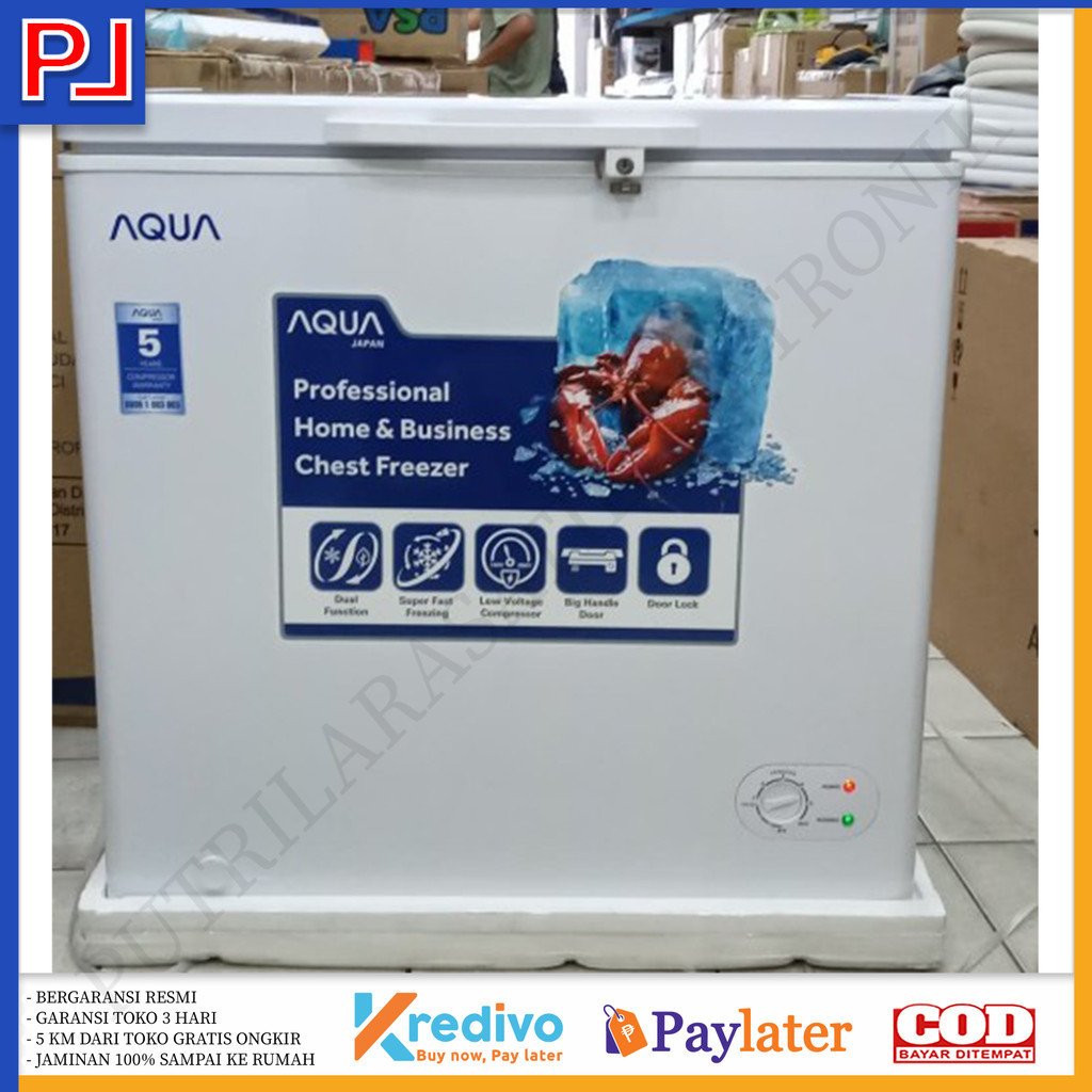 Chest Freezer Box AQUA 160 Liter AQF 160W Garansi Resmi