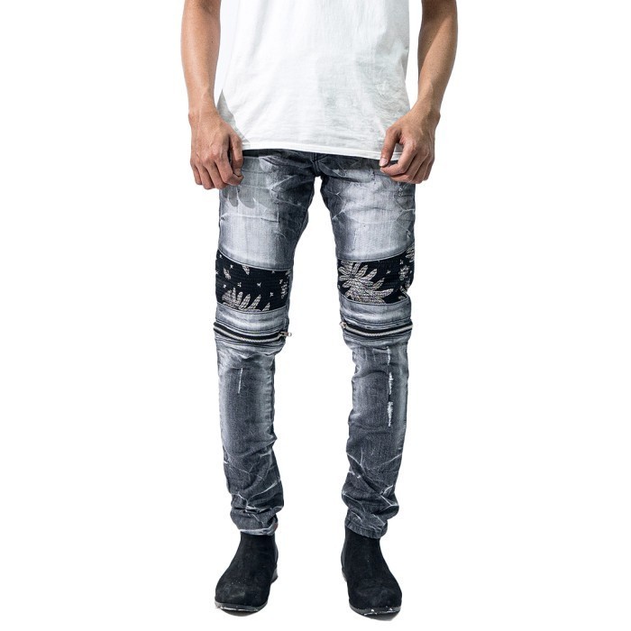 A1 biker batik - Cloud grey - Celana Jeans