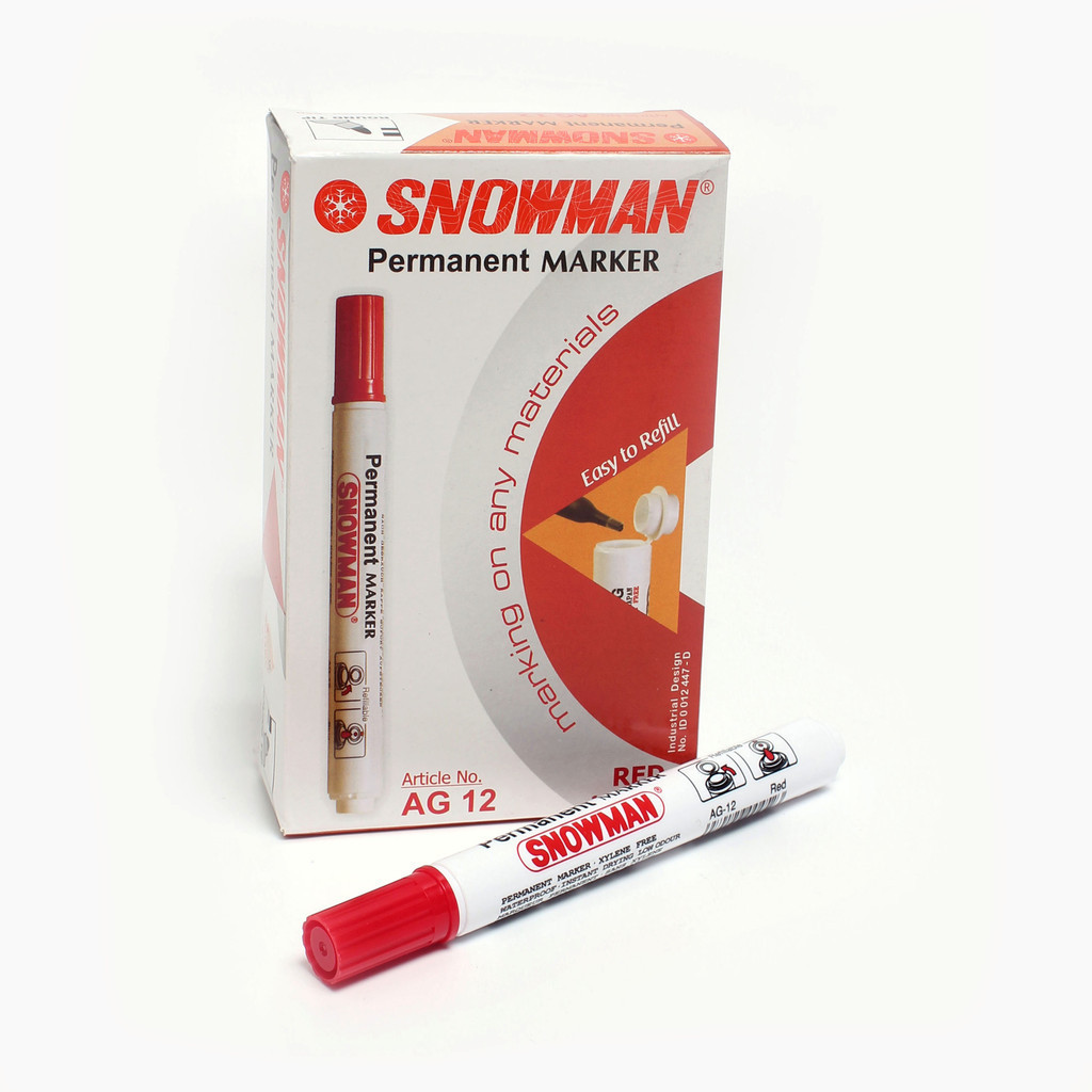 

Snowman - Spidol Permanent AG-12 Spidol Tidak Dapat Dihapus - Pcs