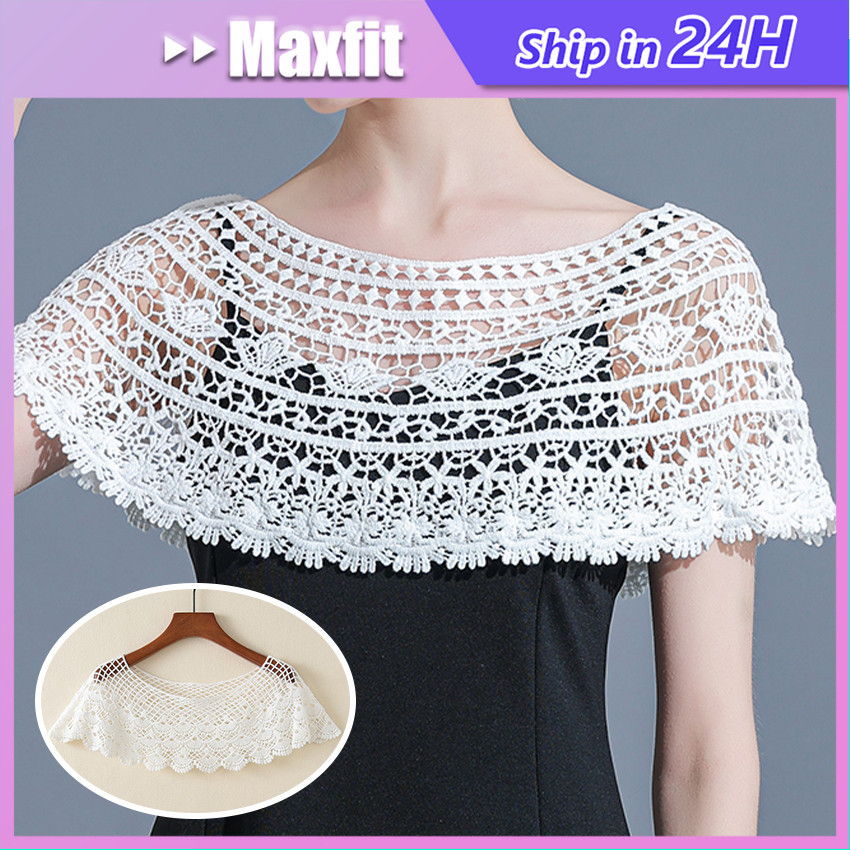 Fake Collar Wanita Kerah Palsu Baju Instan Korean Style Kerah Lebar Bordir