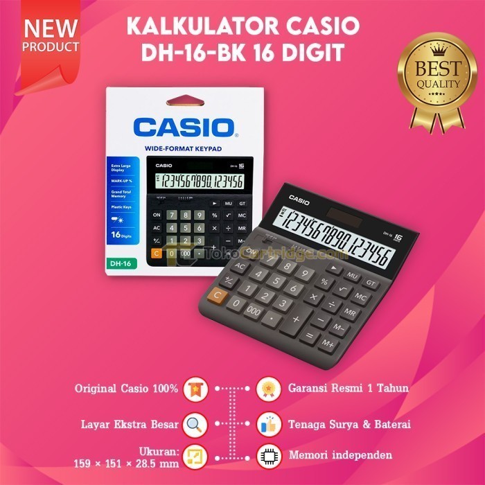 

Kalkulator Casio DH-16 16 Digit Black, Calculator DH16 Office Desktop 16 Digits New Original