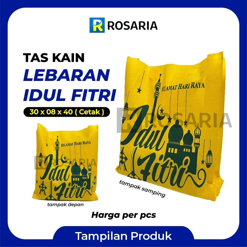 

Tas Kain IDUL FITRI CETAK UK 30X08X40 Goodie Bag Hampers Series Makanan Minuman Parsel Sembako Parcel