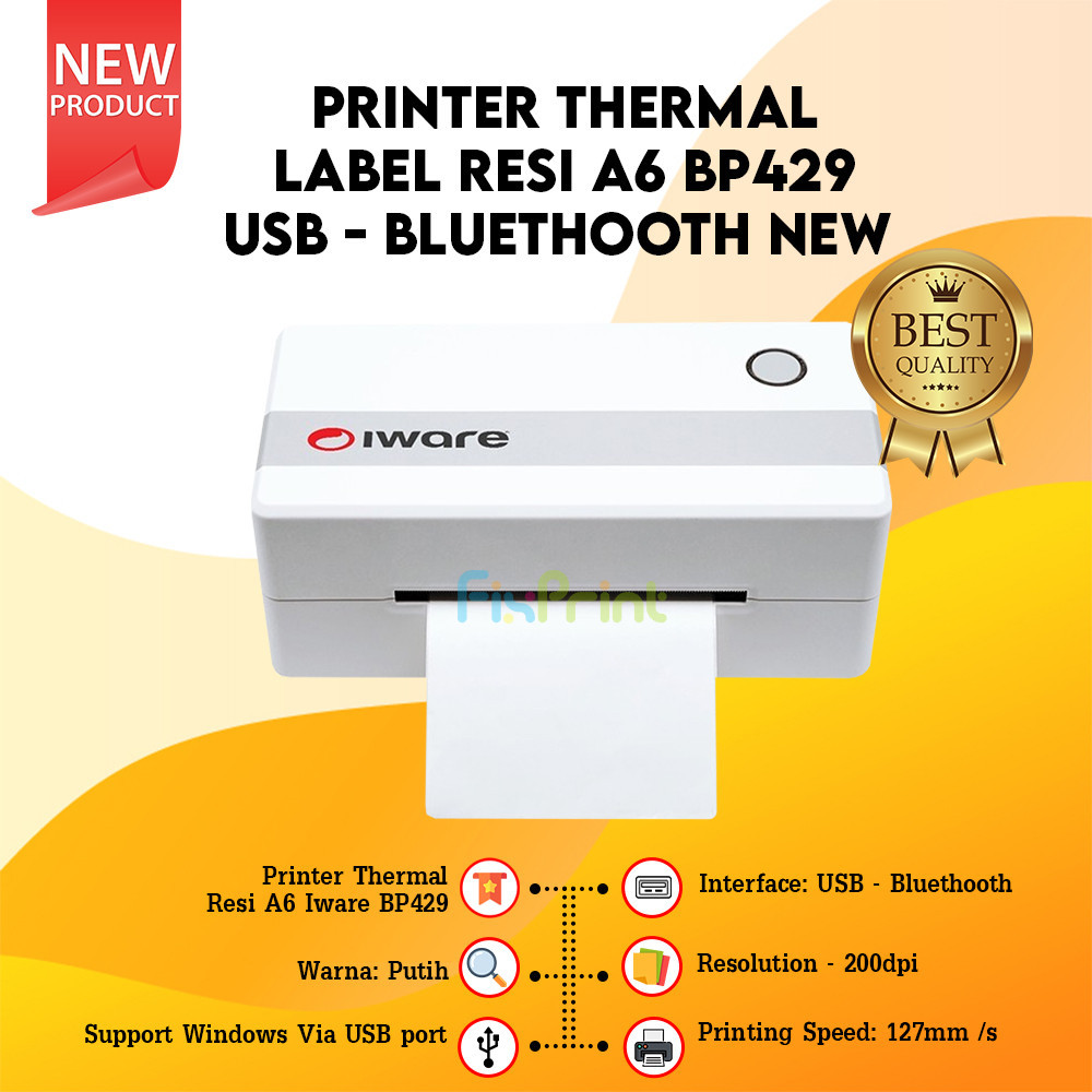 Printer Label Thermal BP429 Resi A6 IWare BP429 USB Bluetooth Interface USB