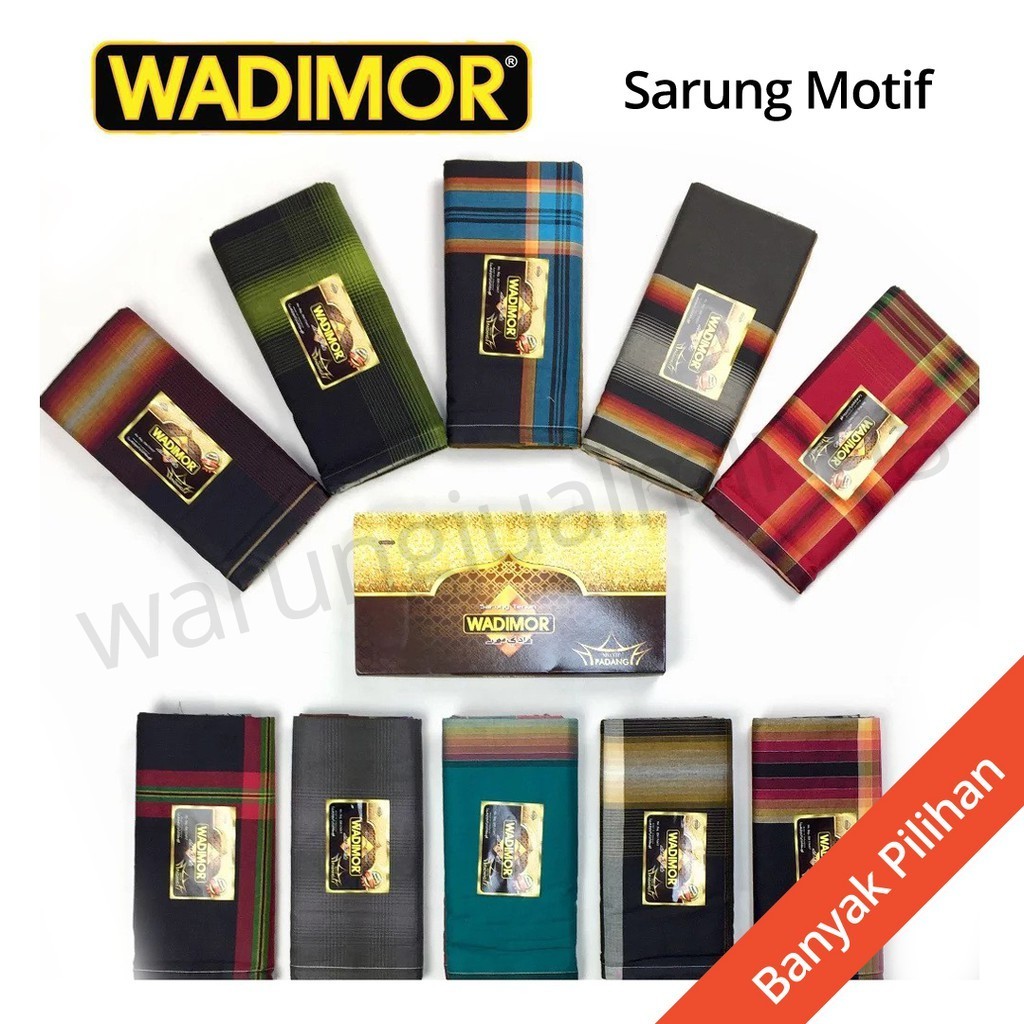 Sarung WADIMOR Aneka Motif - Padang Horizon Horison Hitam Putih Polos - Tenun Songket Sholat Premium