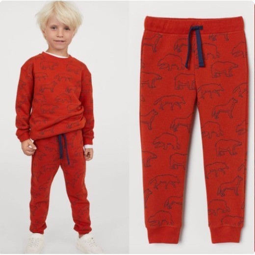 CELANA HM JOGGER HNM ORANGE DOG BEAR MOTIF ANAK LAKI LAKI