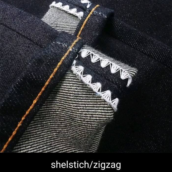 denim selvedge pria accent 15 oz  / celana jeans pria - whiteline motif, 27/28