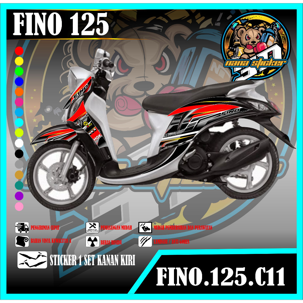 Striping FINO 125  - Stiker FINO 125 List Variasi Motor STICKER FINO 125 MOTIF keren CODE C11