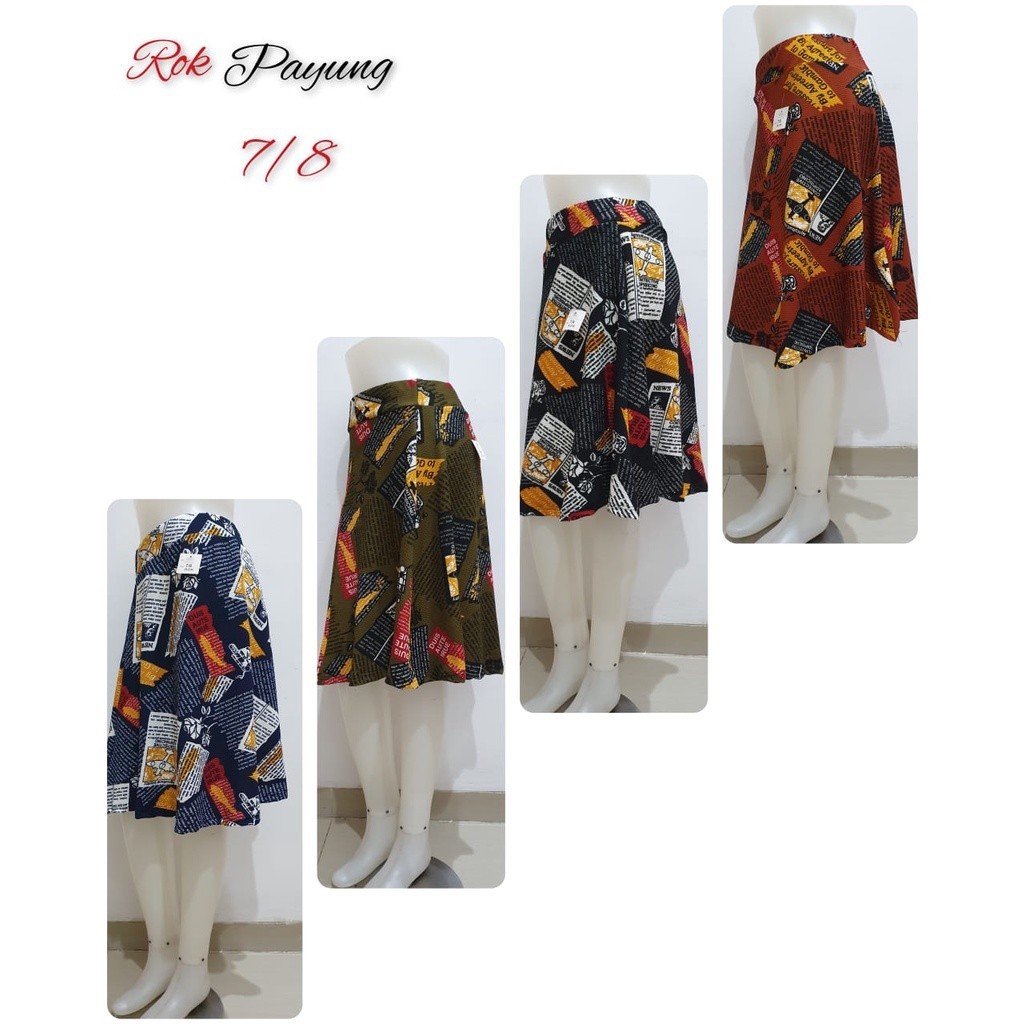 TERBARU Rok Payung Pendek Wanita Motif Koran terbaru