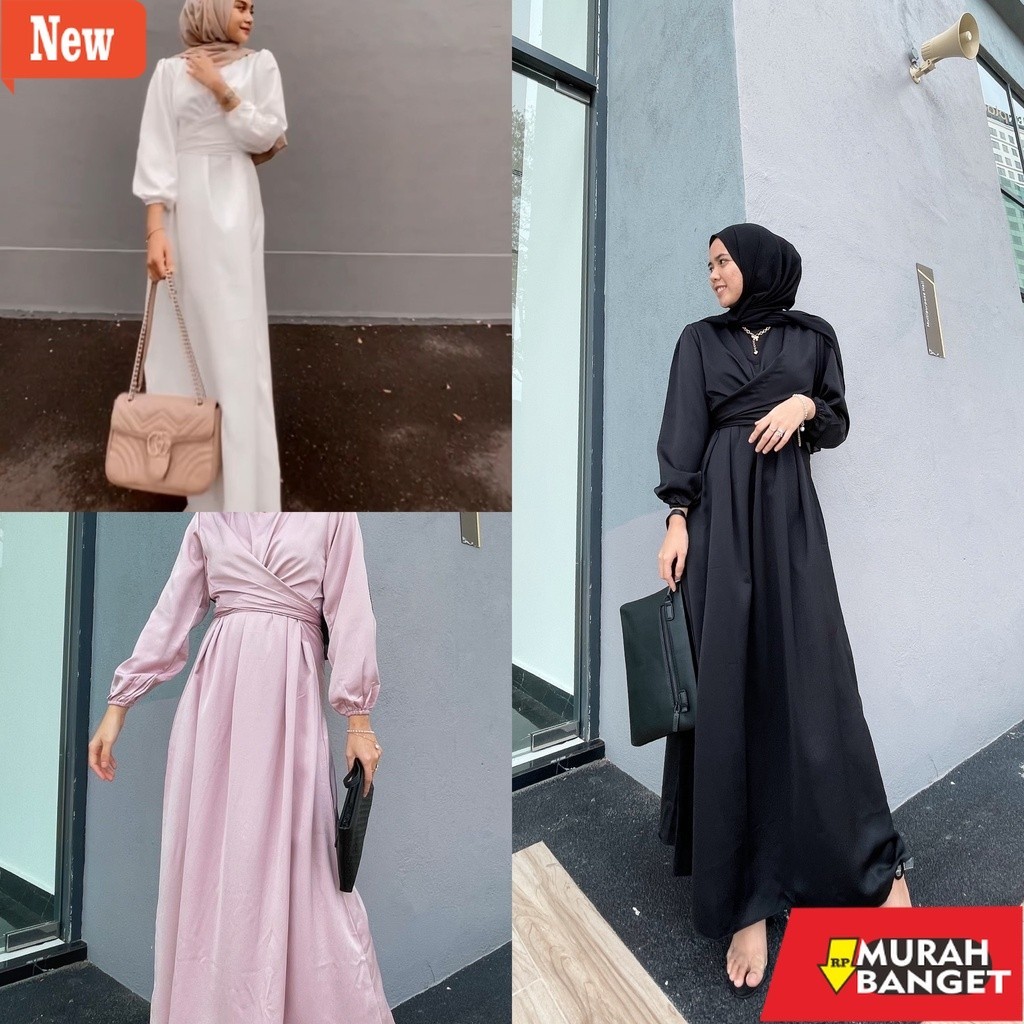 Gamis wanita untuk lebaran- Shenna Dress | Dress Satin Kondangan | Gamis Wanita Elegan | Fashion Wan