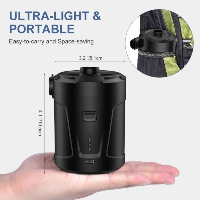 Pompa Angin Tiup Udara Matras Kasur Bantal Camping USB Charge 5200 mAh
