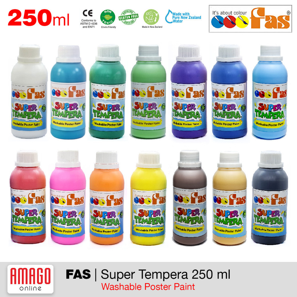 

FAS Super Tempera Washable Poster Paint Cat Lukis Cepat Kering Sekolah 250 ml - Pilih Warna