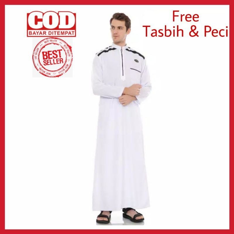 gamis pria jubah muslim dewasa putih / gamis pakistan