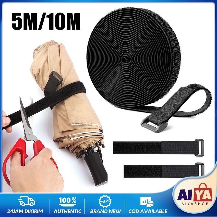 

Kabel Strap Roll 5/10M Velcro Cable Ties Winder Organizer Pengikat Kabel Perekat Dengan Hook Loop