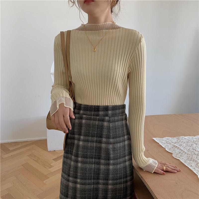 NJ Jesyln Defect Rajut Knit Korean Stlye Atasan Wanita Kekinian OOTD Kece