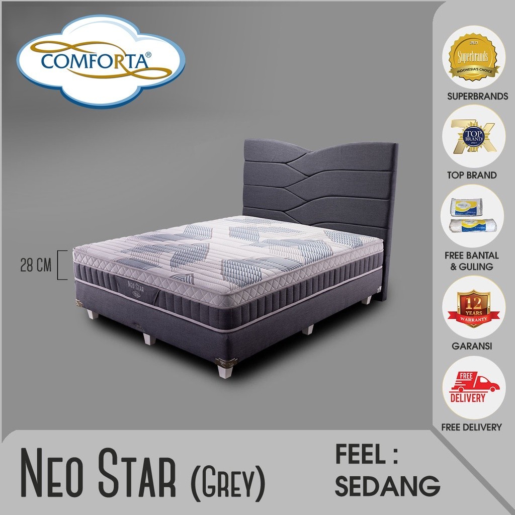 COMFORTA Kasur Springbed Neo Star Fullset 180 x 200 - Grey