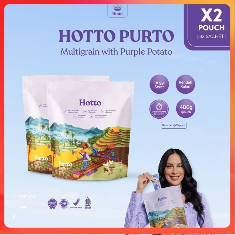

BUNDLING 2 POUCH !! Hotto Purto Multigrain with Purple Potato (32 Sachet) GINACARA