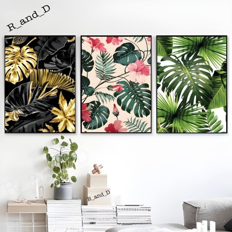 Hiasan dinding daun ukuran jumbo | Hiasan dinding tanaman ukuran besar | Hiasan dinding A3 | Pajanga