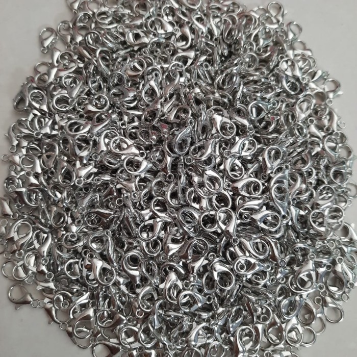Kait udang 14mm silver nkl 100 PCS ,kaitan udang 14mm kokot udang 14mm