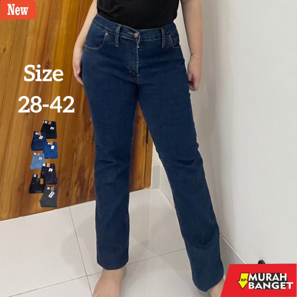 Celana panjang denim wanita- Celana Jeans Wanita Standar 28-42 Celana standar wanita Big Size Jeans 