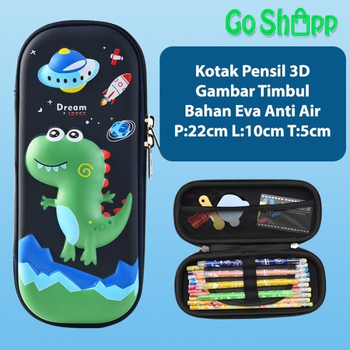 

[New Arrival] Kotak Pensil 3D Anti Air Tempat Pensil Anak Import Karakter 3D - KP01 - DINO HIJAU