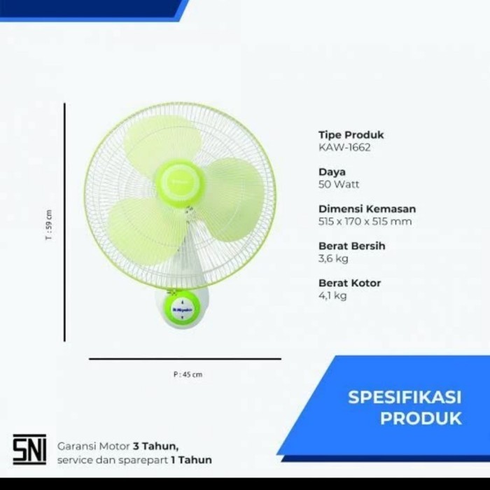 kipas angin dinding miyako kaw 1662