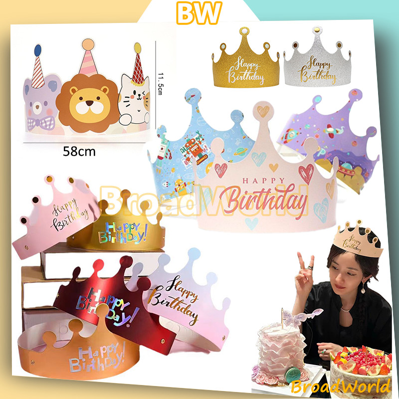 10pcs Topi Mahkota Ulang Tahun /topi mahkota lipat/topi mahkota  lipat/Topi Mahkota Crown Kertas Raj