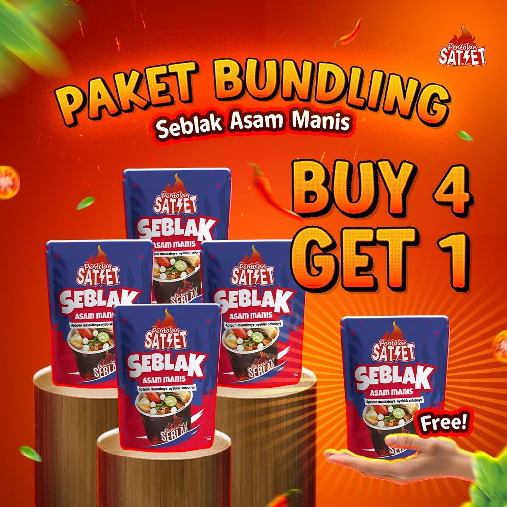 

Pentolan Satset - Paket Bundling Seblak Asam Manis - Beli 4 Gratis 1
