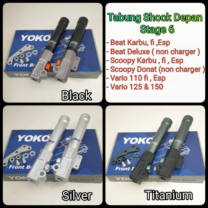 Tabung Shock Depan NMAX AEROX BEAT VARIO SCOOPY SPACY - YOKO - Shockbreaker Depan - Model R/T Stage 