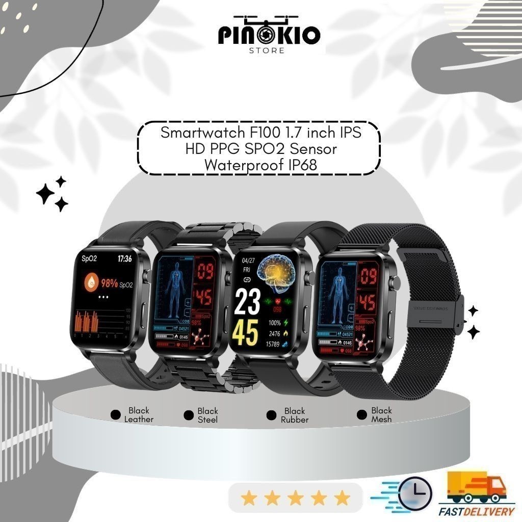 435 Smartwatch F100 1.7 inch IPS HD PPG SPO2 Sensor Waterproof IP68
